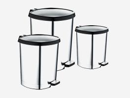 Set gos gunoi cu pedala 3 piese Metalic, 6L, 11L, 20L