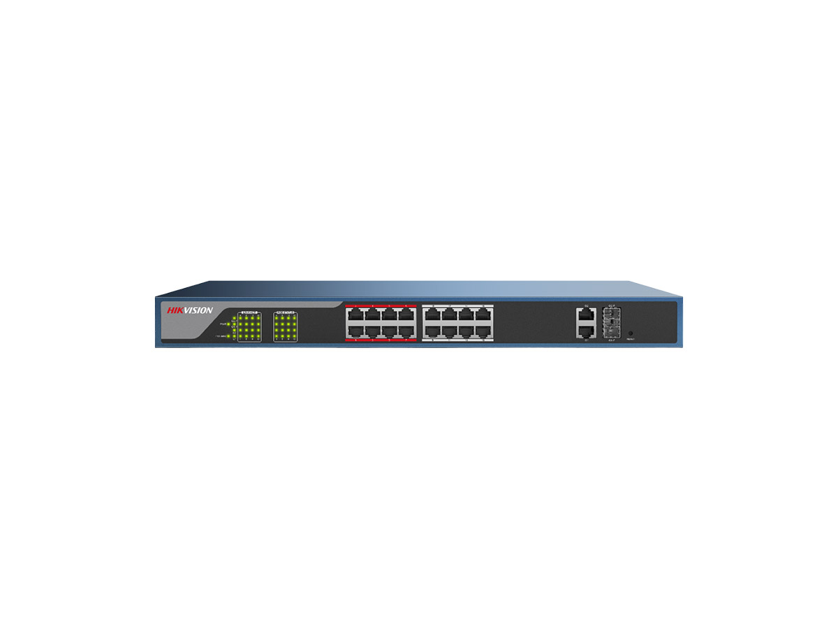 Switch POE 16 porturi cu web management Hikvision, DS-3E1318P-E
