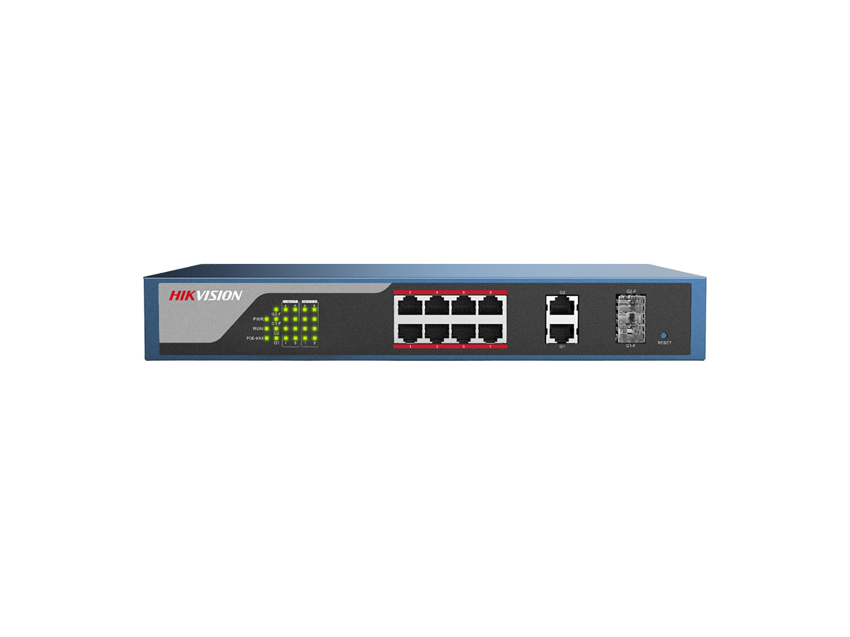 Switch POE Hikvision 8 porturi cu web management, DS-3E1310P-E