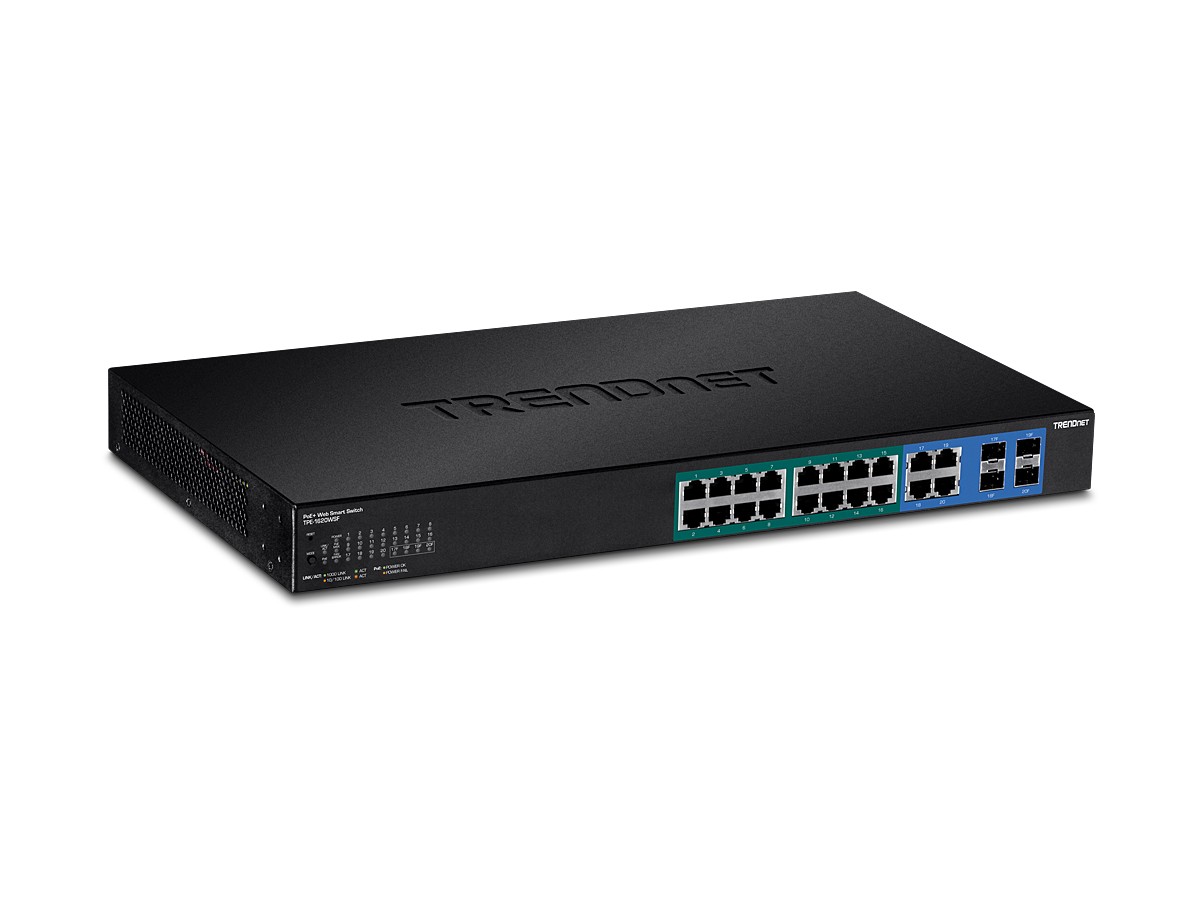 Switch Web Smart, 16 x Gigabit PoE+, 4 x Gigabit/SFP, putere 370W - TRENDnet