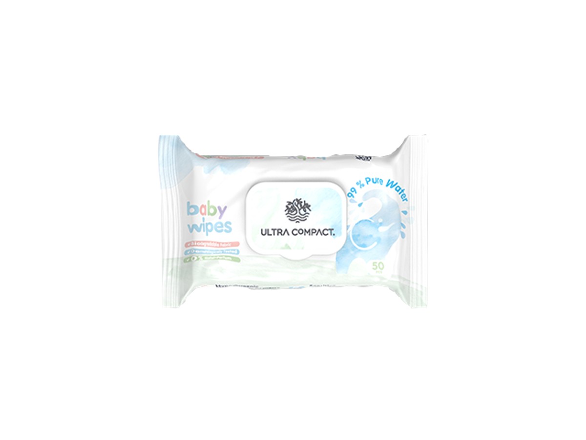 Ultra Compact Servetele umede cu capac pentru bebelusi Pure Water Biodegradabile 50 buc