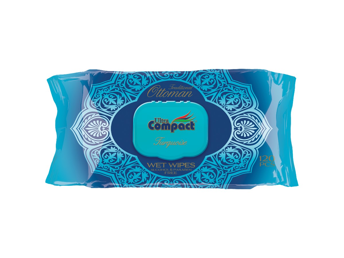 Ultra compact servetele umede cu capac Traditional Ottoman Turquoise 120 buc